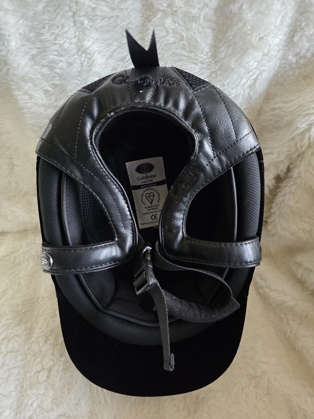 Kids Black Equestrian Riding Helmet with Secure Chin Strap